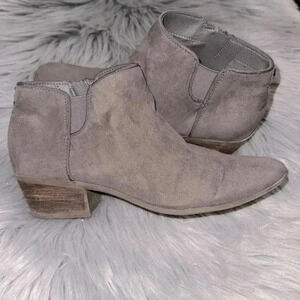 Circus by Sam Edelman 8.5 Preston Grey Faux Suede Stacked Heel Ankle Boots